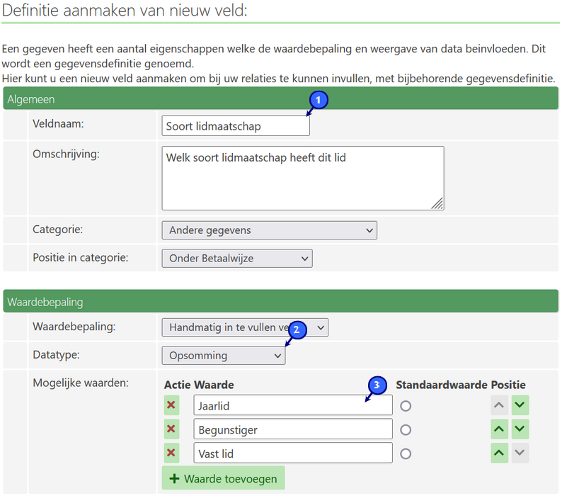 Het veld soort lidmaatschap toevoegen