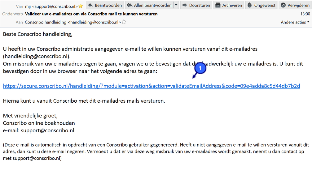 Het e-mailadres valideren