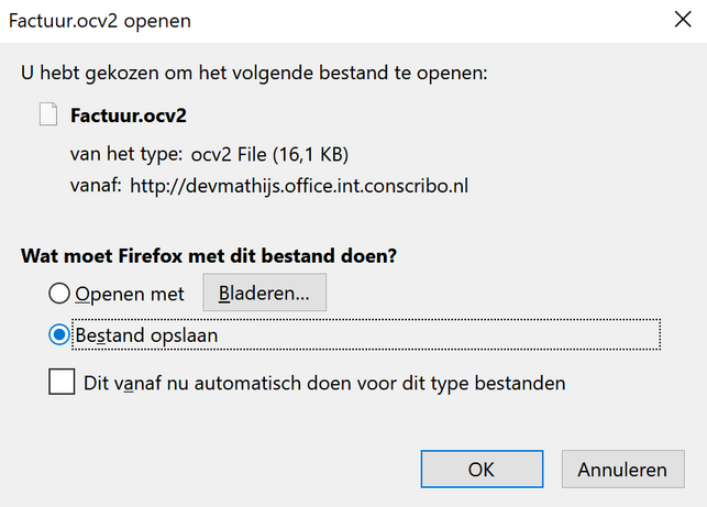 Open melding Firefox