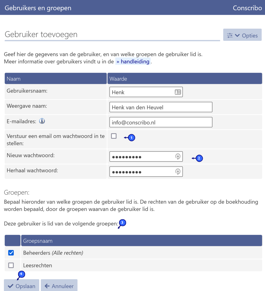 Gebruiker toevoegen/bewerken