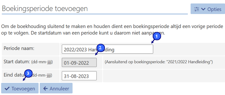 Een boekings periode toevoegen