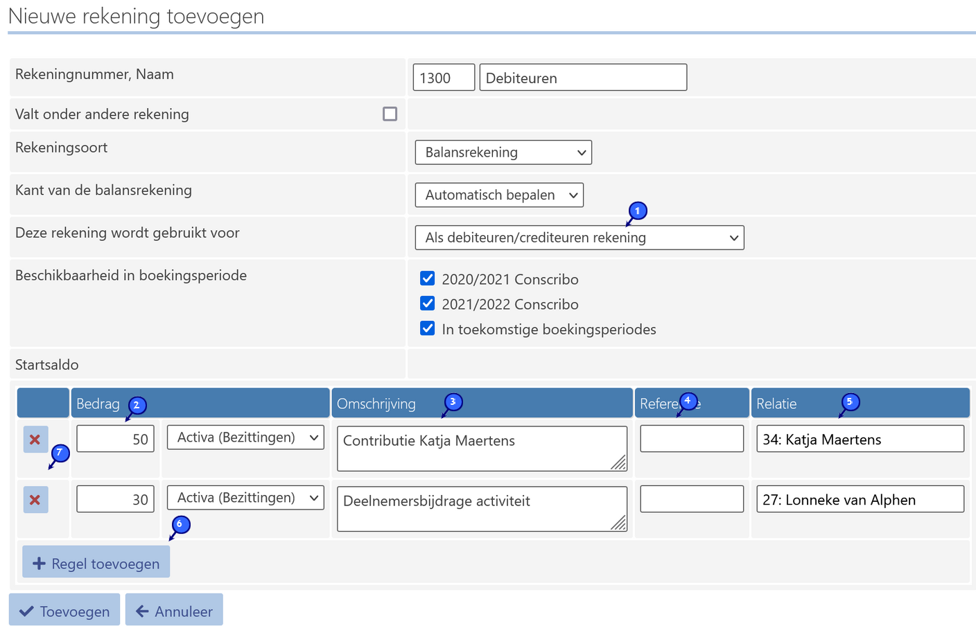 Een startsaldo uitsplitsen